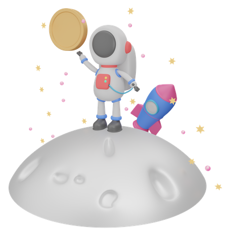 Astronaut mit Münze  3D Icon