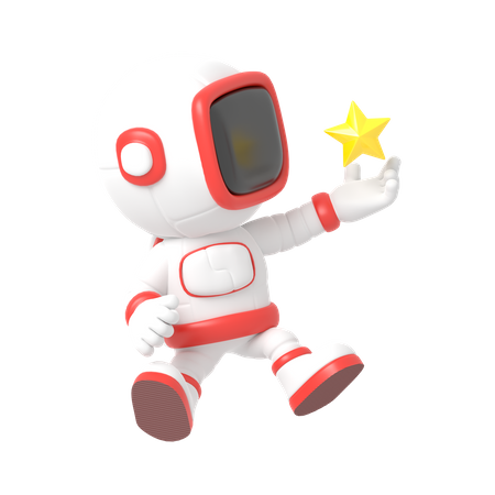 Astronaut mit Stern  3D Illustration