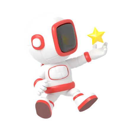 Astronaut mit Stern  3D Illustration