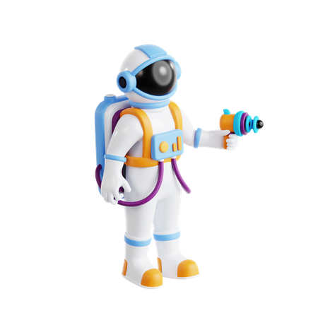 Astronaut mit Weltraumpistole  3D Icon