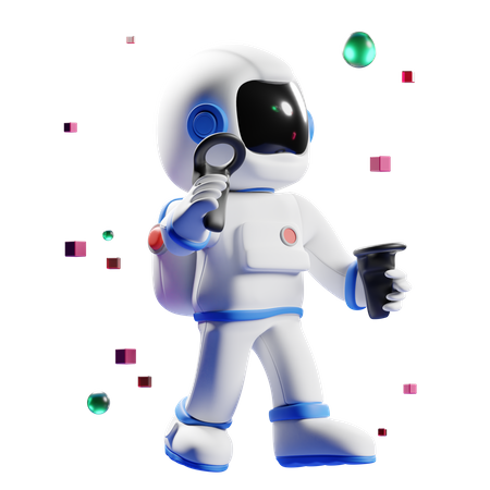 Astronaut nutzt VR-Technologie  3D Icon