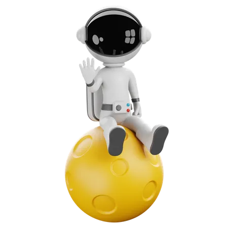 Astronaut on Moon  3D Illustration