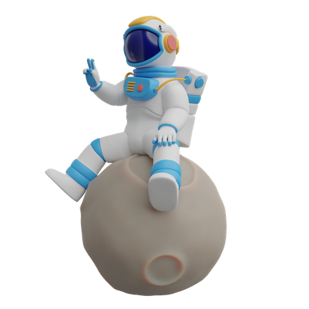 Astronaut On Moon  3D Illustration