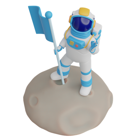 Astronaut On Moon Surface  3D Illustration