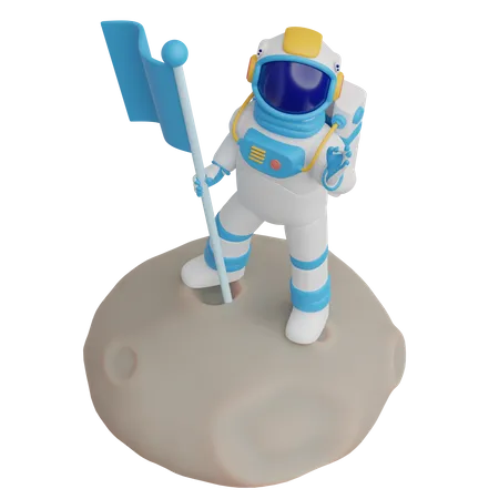 Astronaut On Moon Surface  3D Illustration