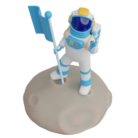 Astronaut On Moon Surface 3D Illustration
