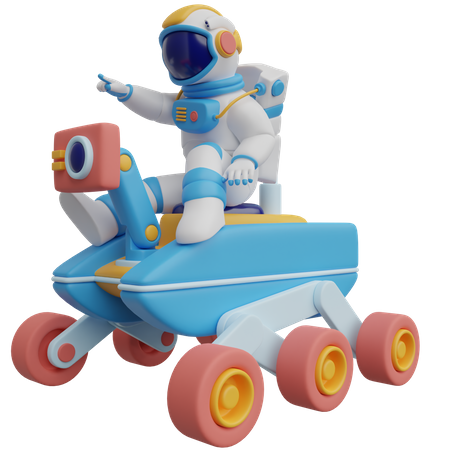 Astronaut On Space Rover  3D Illustration