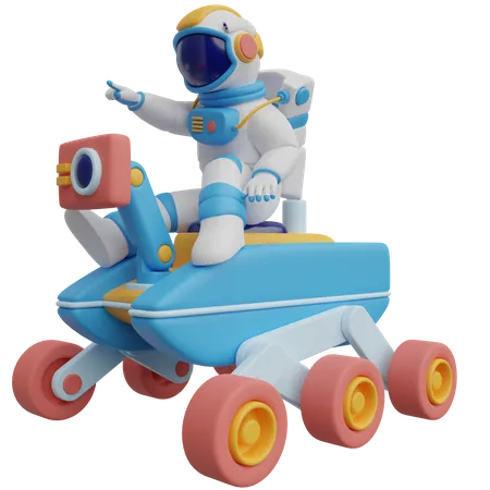 Astronaut On Space Rover  3D Illustration