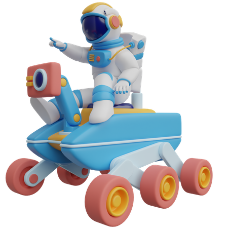 Astronaut On Space Rover 3D Illustration