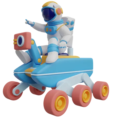 Astronaut On Space Rover 3D Illustration