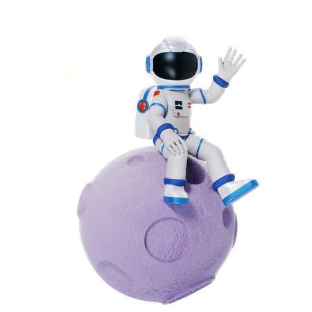 Astronaut on the Moon 3D Illustration