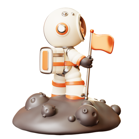 Astronaut Planting Flag On Planet  3D Icon