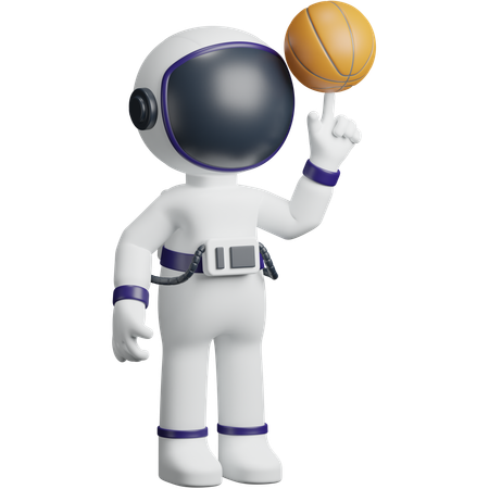 Astronaut Playing Basket Ball  3D Icon