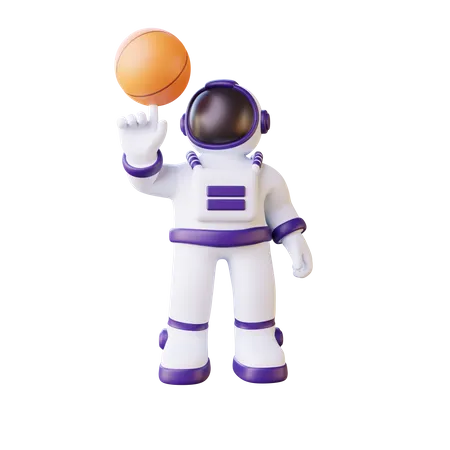 Astronaut Playing Basket Ball  3D Illustration