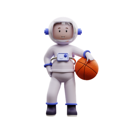 Astronaut Playing Basketball 3D Illustration