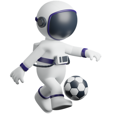 サッカーをする宇宙飛行士  3D Icon