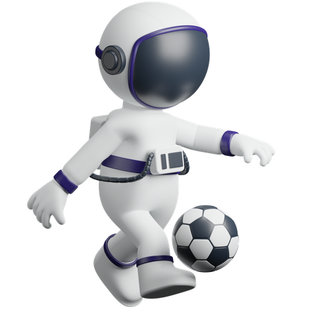 Astronaut Playing Football  3D Icon