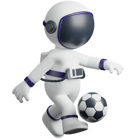 Astronaut Playing Football  3D Icon