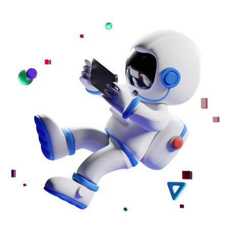 Astronaut playing game  3D Illustration