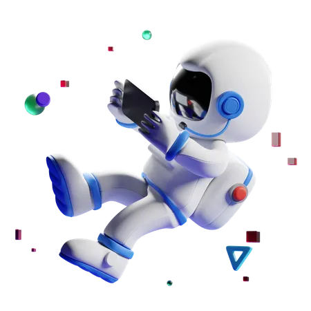 Astronaut playing game  3D Illustration