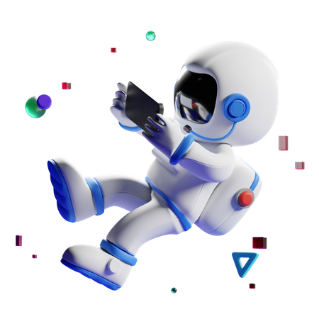 Astronaut playing game  3D Illustration