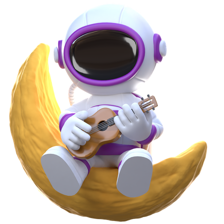 Astronaut playing guitar  3D Illustration