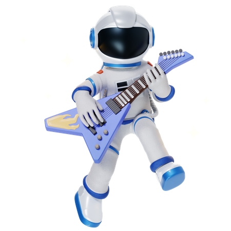 Astronaut Playing Guitar 3D Illustration