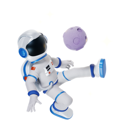 Astronaut Playing in Moon  3D Icon