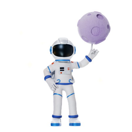 Astronaut Playing in Moon  3D Icon