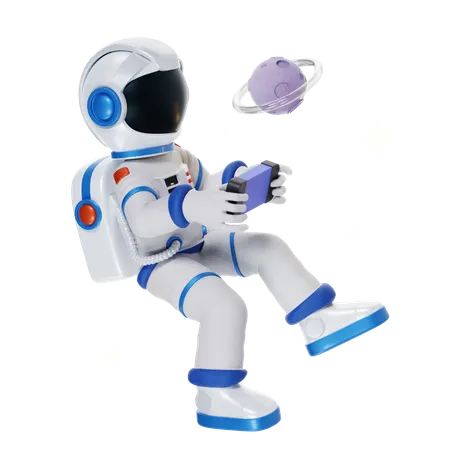Astronaut Playing in Space 3D Illustration