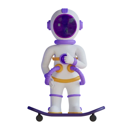 Astronaut Playing Skateboard 3D Illustration
