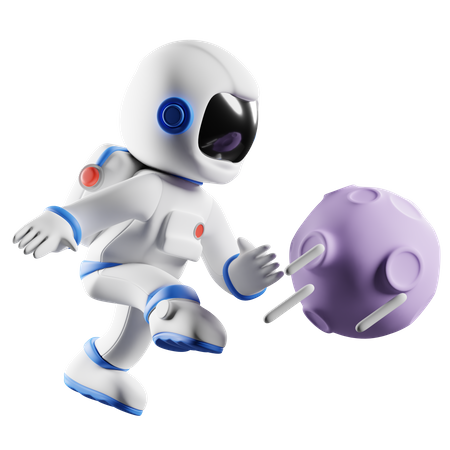 Astronaut playing soccer  3D Illustration