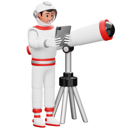 Astronaut Playing Tab 3D Illustration