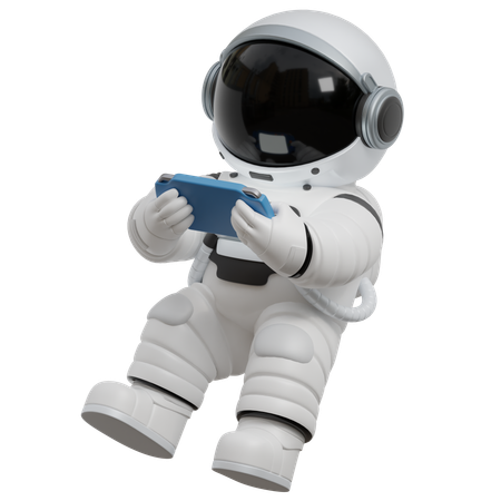 Astronaut Playing Video Game  3D Illustration