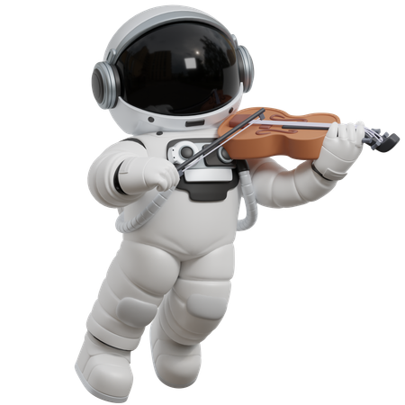 Astronaut Playing Violin Space  3D Icon
