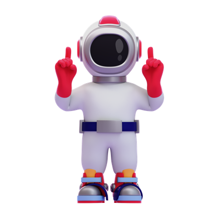 Astronaut Pointing Up With Two Index Fingers  3D Icon