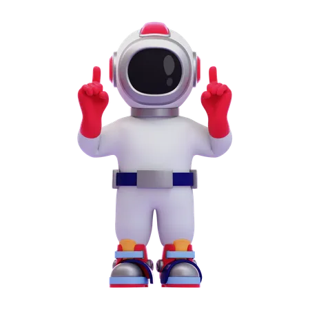 Astronaut Pointing Up With Two Index Fingers  3D Icon