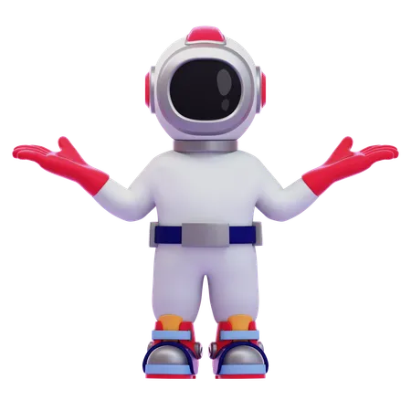 Astronaut Posing With Two Open Hands  3D Icon