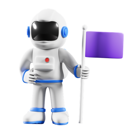 Astronaut raise flag  3D Illustration