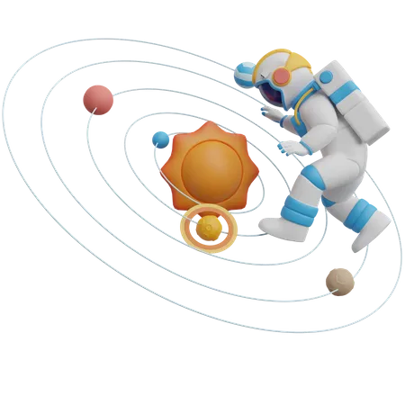 Astronaut Reach Galaxy  3D Illustration