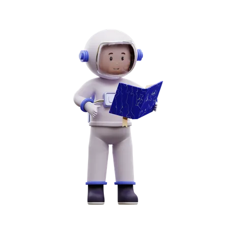 Astronaut Reading A Book 3D Illustration