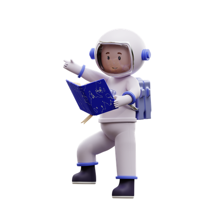 Astronaut Reading A Book 3D Illustration