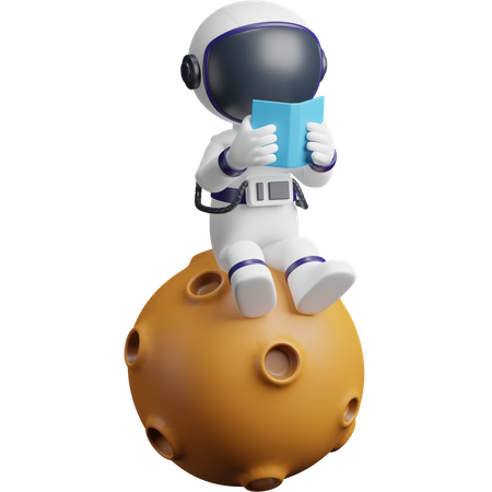 Astronaut Reading Book  3D Icon