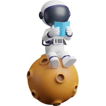 Astronaut Reading Book  3D Icon