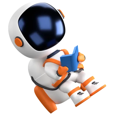 Astronaut reading book  3D Illustration