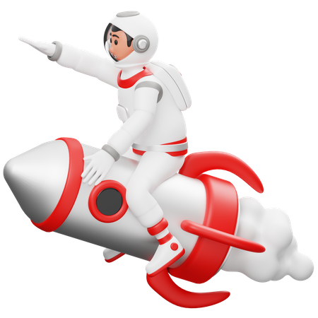 Astronaut reitet eine Rakete  3D Illustration