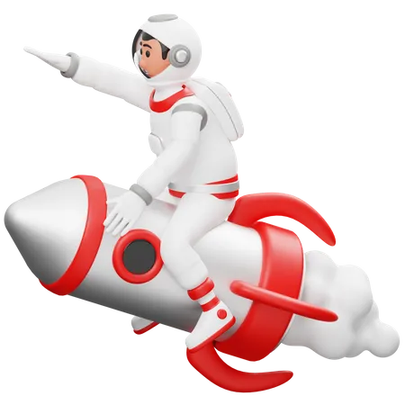 Astronaut reitet eine Rakete  3D Illustration