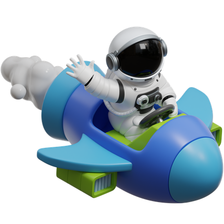 Astronaut reitet ein Raumschiff  3D Illustration