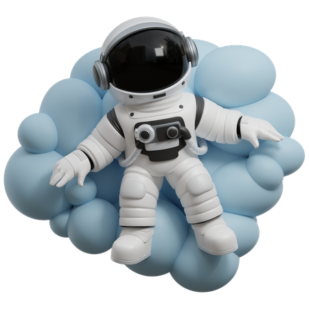 Astronaut Relaxing On Clouds  3D Icon