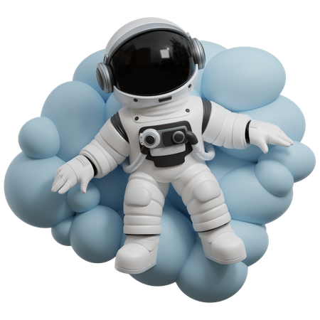 Astronaut Relaxing On Clouds  3D Illustration